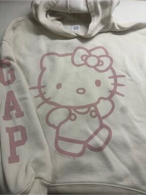 GAP Kids Cream Sherpa Hoodie with Navy Logo Tag